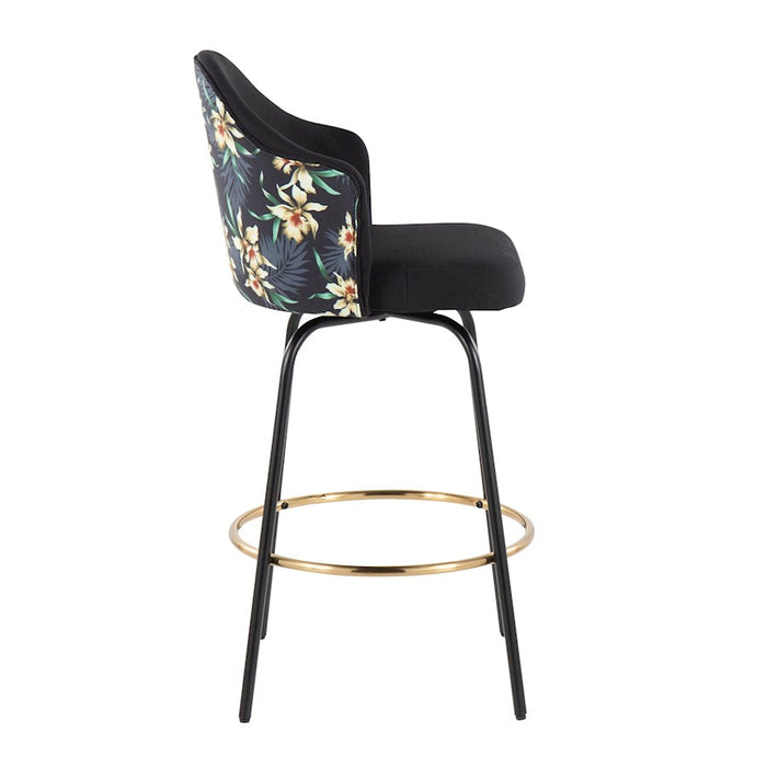 LumiSource Ahoy Bar Stool, Set of 2, Black/Gold