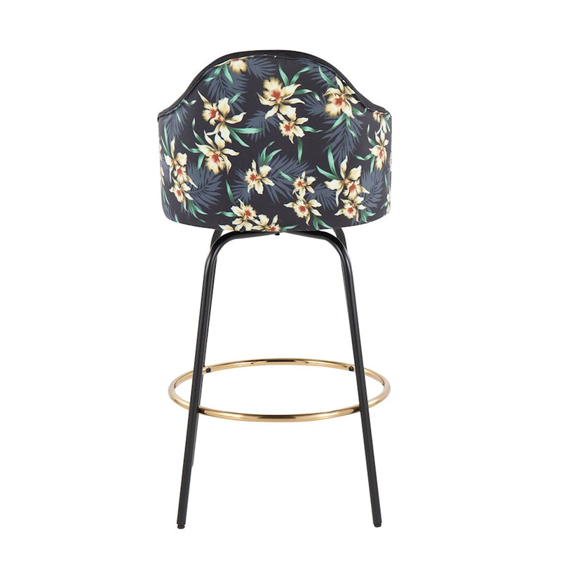 LumiSource Ahoy Bar Stool, Set of 2, Black/Gold