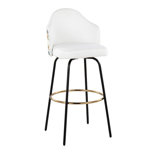 LumiSource Ahoy Bar Stool, Set of 2, Black/Gold/White