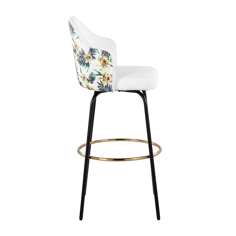 LumiSource Ahoy Bar Stool, Set of 2, Black/Gold/White