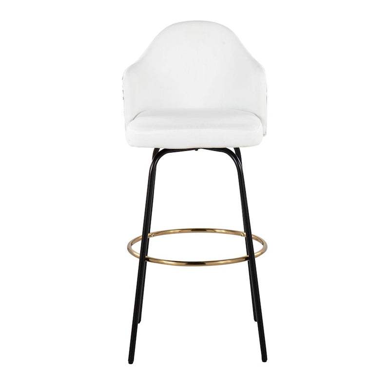 LumiSource Ahoy Bar Stool, Set of 2, Black/Gold/White