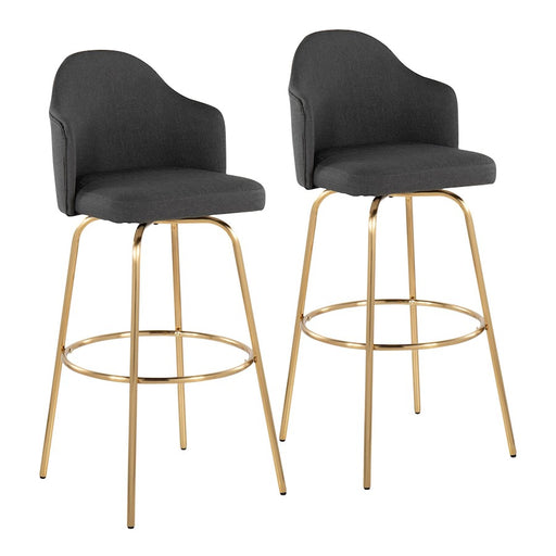 LumiSource Ahoy Bar Stool, Set of 2, Gold/Charcoal - B30-AHOYUPCLAIREG2AUCHAR2