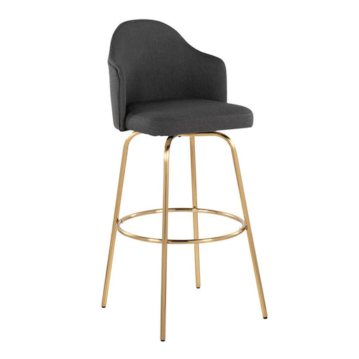 LumiSource Ahoy Bar Stool, Set of 2, Gold/Charcoal