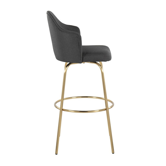 LumiSource Ahoy Bar Stool, Set of 2, Gold/Charcoal