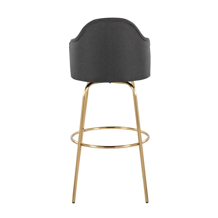 LumiSource Ahoy Bar Stool, Set of 2, Gold/Charcoal