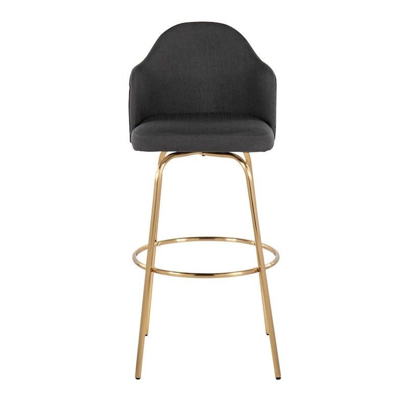 LumiSource Ahoy Bar Stool, Set of 2, Gold/Charcoal