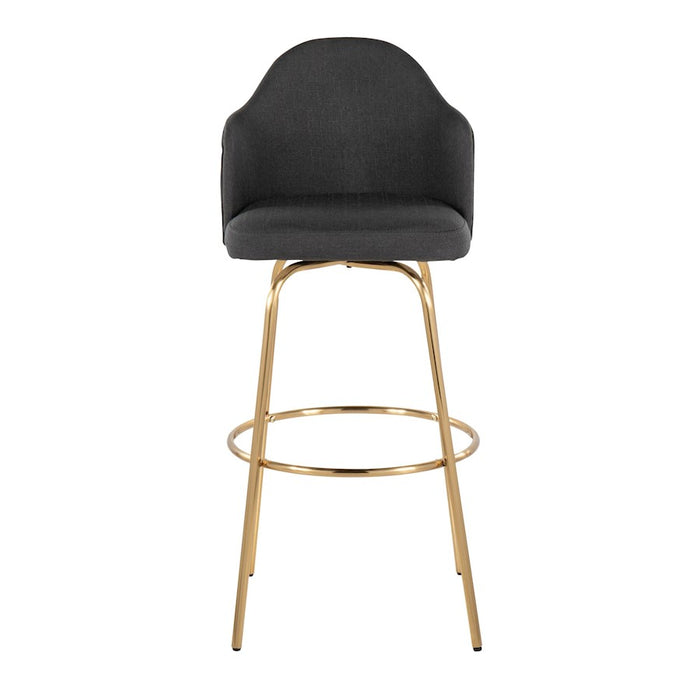 LumiSource Ahoy Bar Stool, Set of 2, Gold/Charcoal