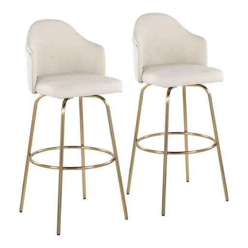 LumiSource Ahoy Bar Stool, Set of 2, Gold/Cream Fabric - B30-AHOYUPCLAIREG2AUCR2