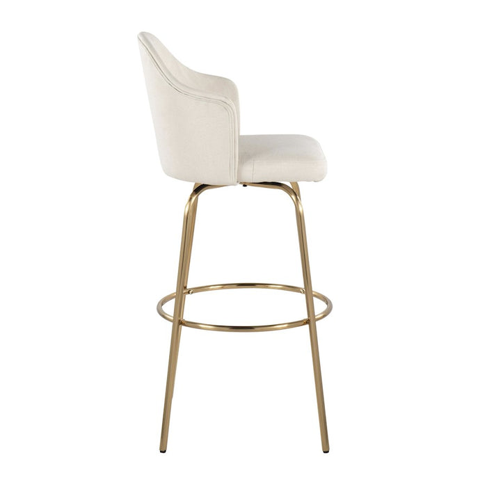 LumiSource Ahoy Bar Stool, Set of 2, Gold/Cream Fabric