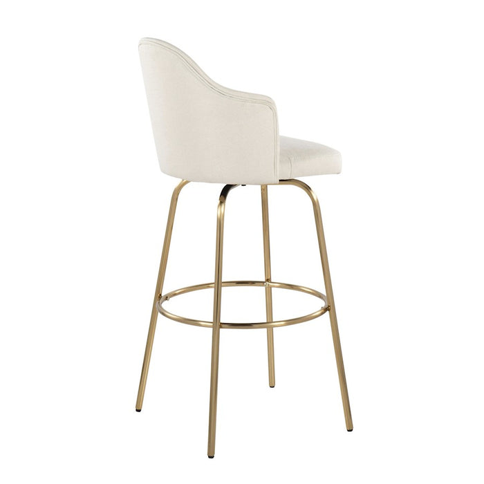 LumiSource Ahoy Bar Stool, Set of 2, Gold/Cream Fabric