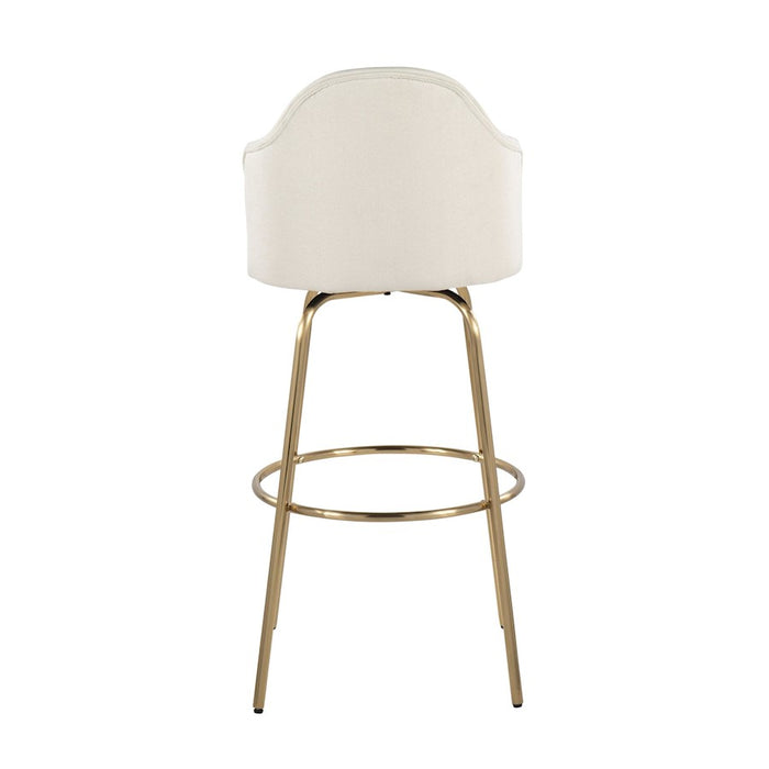 LumiSource Ahoy Bar Stool, Set of 2, Gold/Cream Fabric