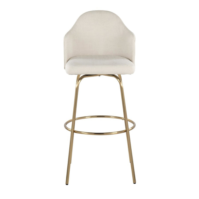 LumiSource Ahoy Bar Stool, Set of 2, Gold/Cream Fabric