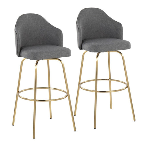 LumiSource Ahoy Bar Stool, Set of 2, Gold/Grey Fabric - B30-AHOYUPCLAIREG2AUGY2
