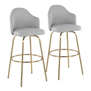 LumiSource Ahoy Bar Stool, Set of 2, Gold/Light Grey - B30-AHOYUPCLAIREG2AULGY2