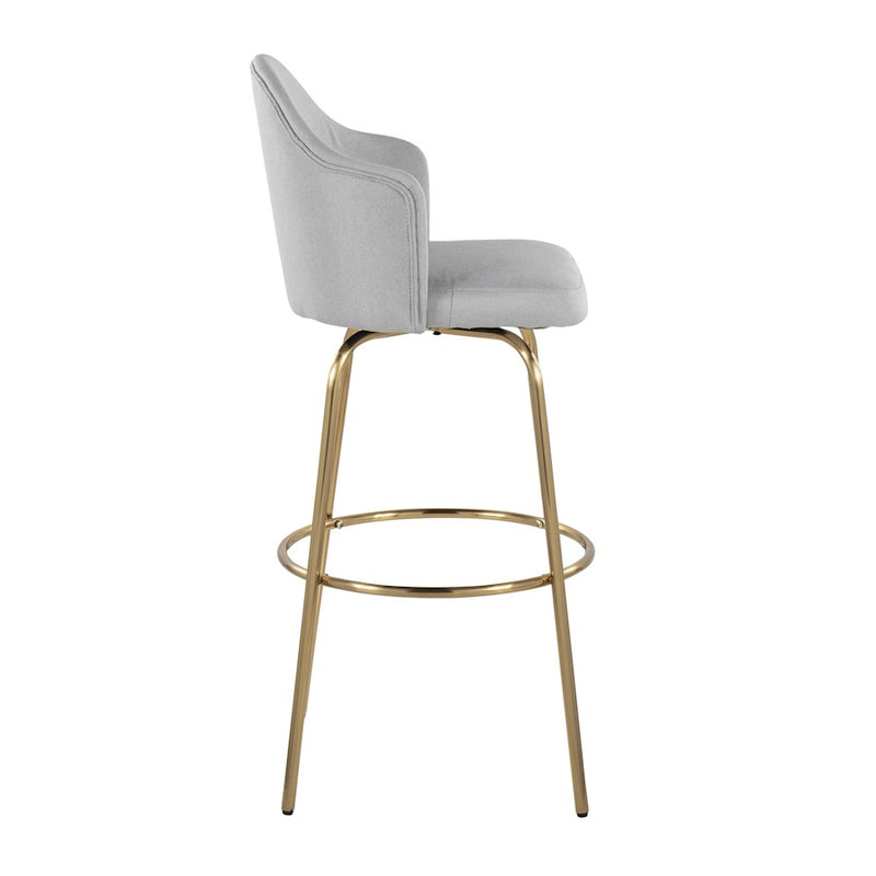 LumiSource Ahoy Bar Stool, Set of 2, Gold/Light Grey