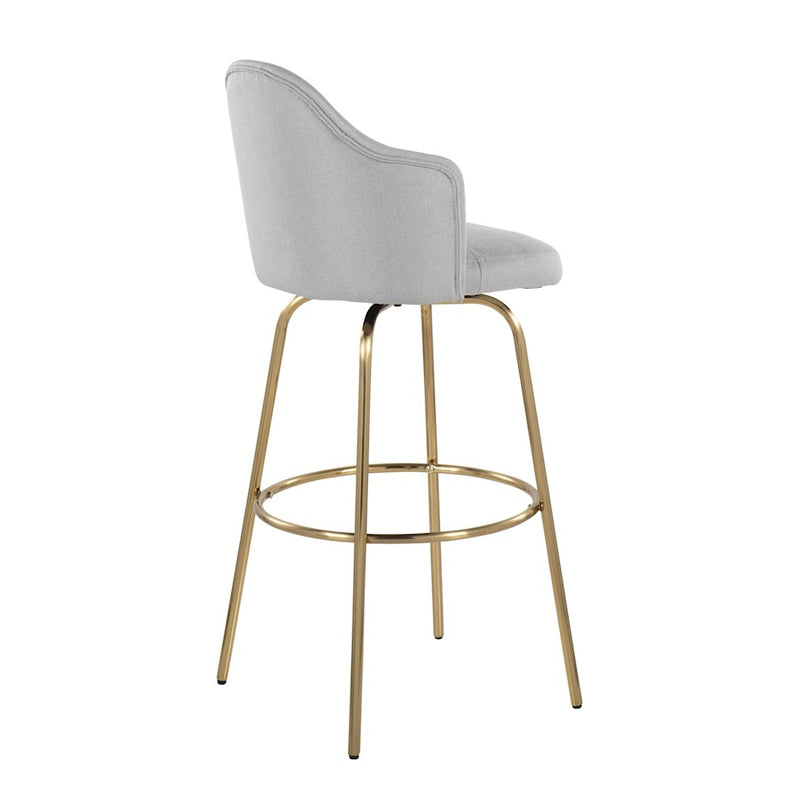 LumiSource Ahoy Bar Stool, Set of 2, Gold/Light Grey