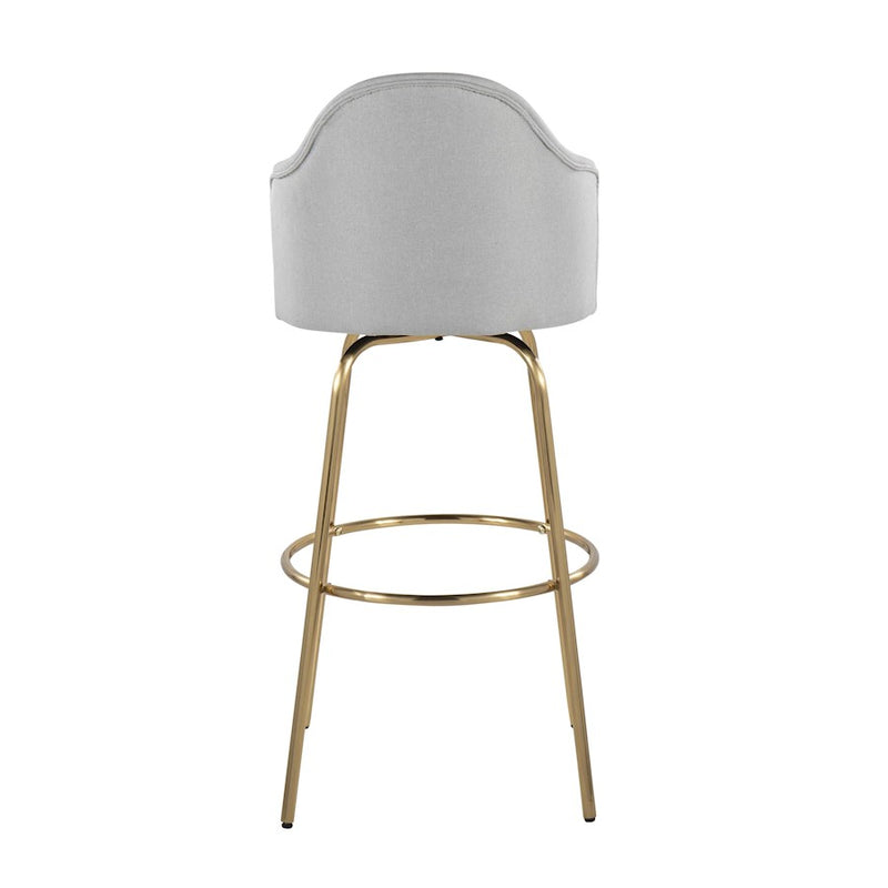 LumiSource Ahoy Bar Stool, Set of 2, Gold/Light Grey