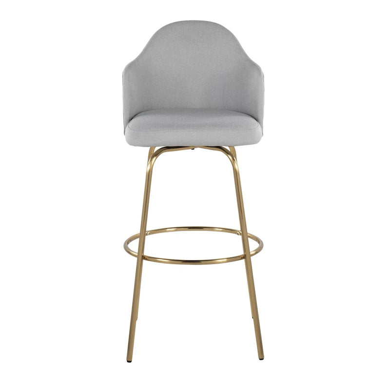 LumiSource Ahoy Bar Stool, Set of 2, Gold/Light Grey