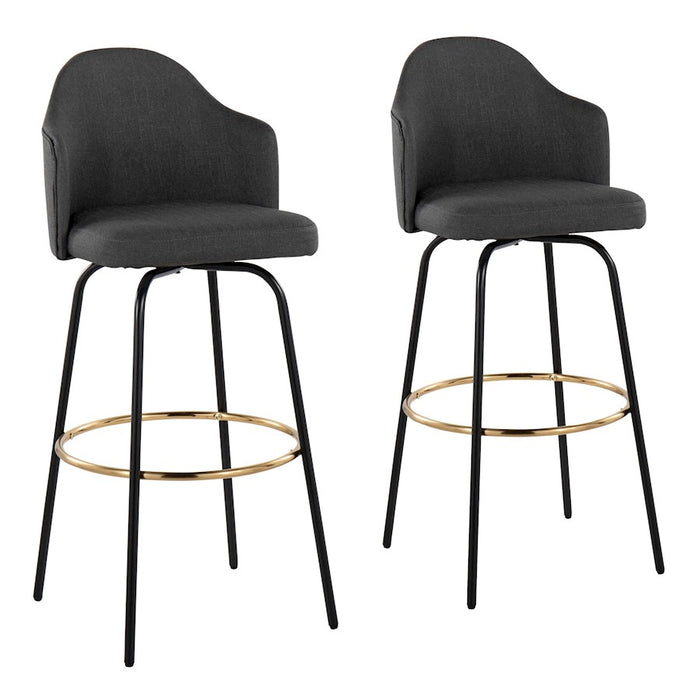 LumiSource Ahoy Bar Stool, Set/2, BK/Gold/Charcoal - B30-AHOYUPCLAIREG2BKCHAR2