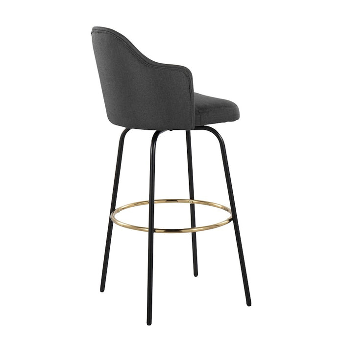 LumiSource Ahoy Bar Stool, Set of 2, Black/Gold/Charcoal