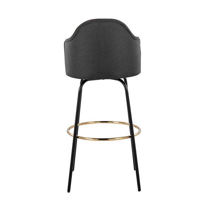 LumiSource Ahoy Bar Stool, Set of 2, Black/Gold/Charcoal