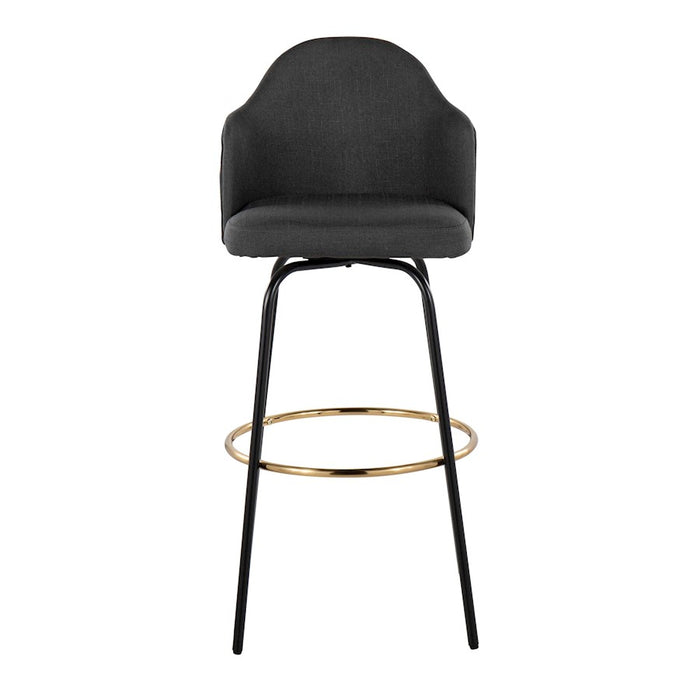 LumiSource Ahoy Bar Stool, Set of 2, Black/Gold/Charcoal