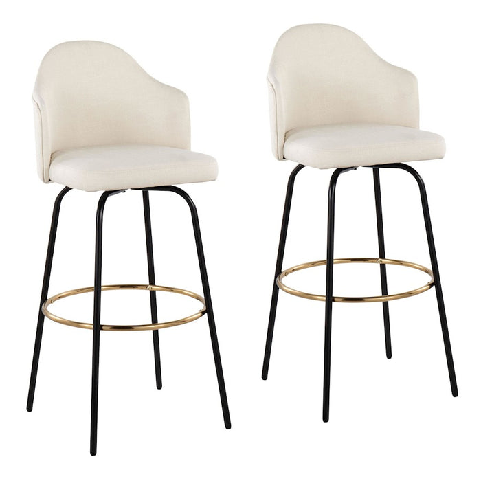 LumiSource Ahoy Bar Stool, Set of 2, Black/Gold/Cream - B30-AHOYUPCLAIREG2BKCR2