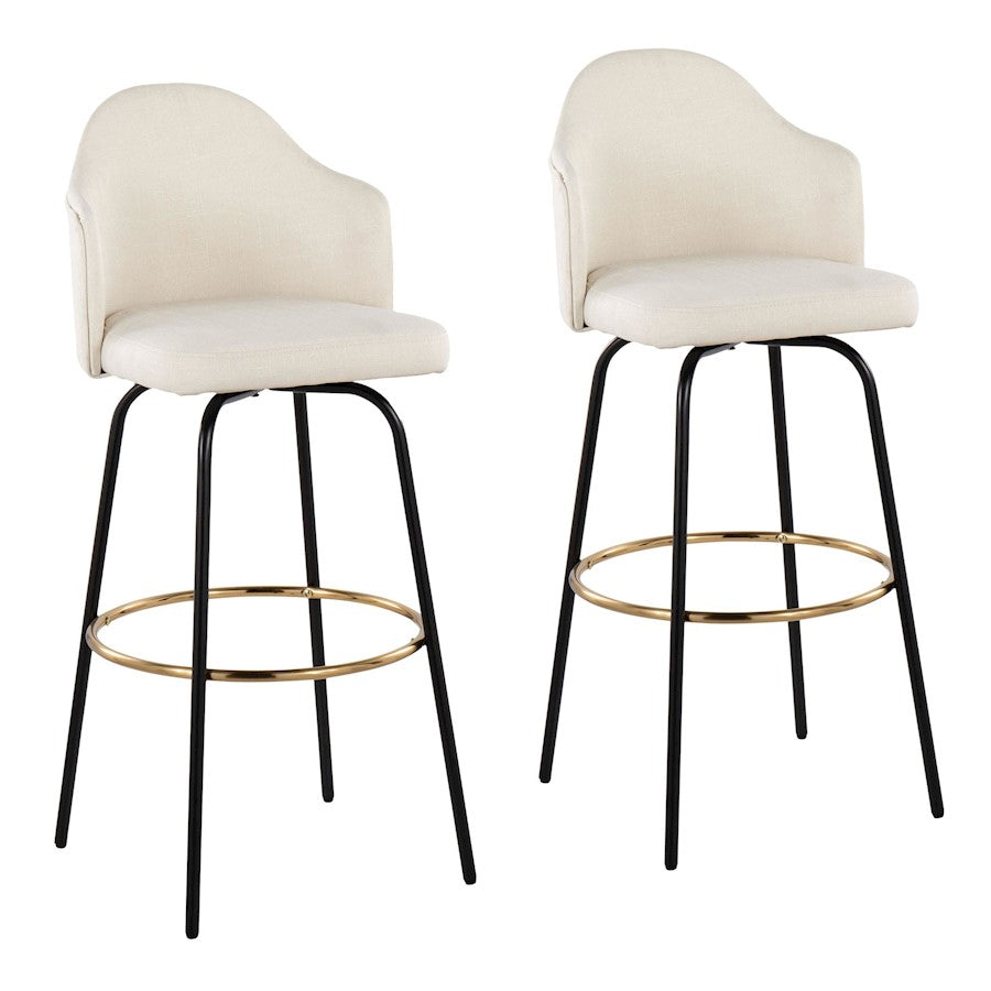 LumiSource Ahoy Bar Stool, Set of 2, Black/Gold/Cream - B30-AHOYUPCLAIREG2BKCR2