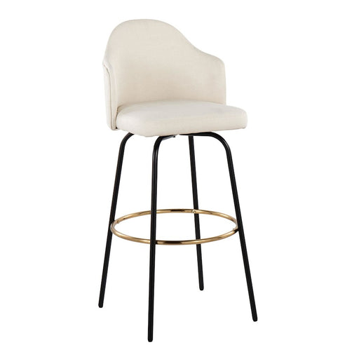 LumiSource Ahoy Bar Stool, Set of 2, Black/Gold/Cream