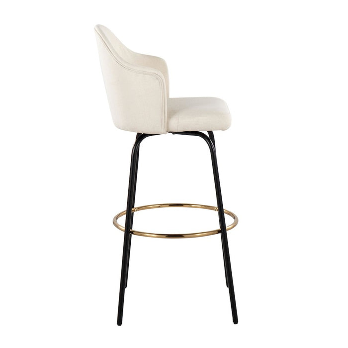 LumiSource Ahoy Bar Stool, Set of 2, Black/Gold/Cream