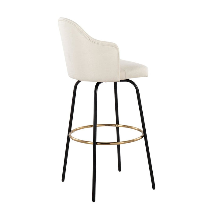 LumiSource Ahoy Bar Stool, Set of 2, Black/Gold/Cream