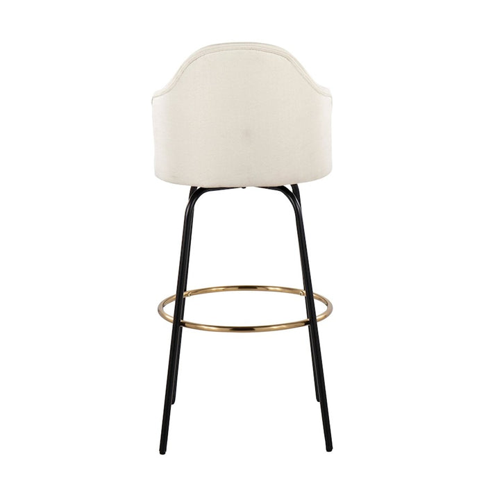 LumiSource Ahoy Bar Stool, Set of 2, Black/Gold/Cream