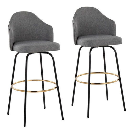 LumiSource Ahoy Bar Stool, Set of 2, Black/Gold/Grey - B30-AHOYUPCLAIREG2BKGY2
