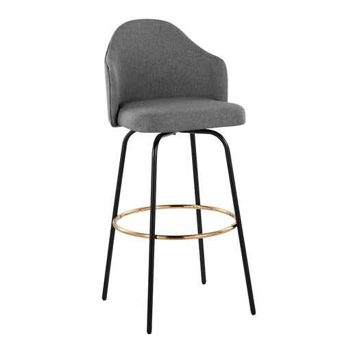 LumiSource Ahoy Bar Stool, Set of 2, Black/Gold/Grey
