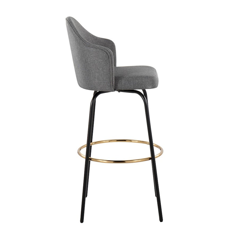 LumiSource Ahoy Bar Stool, Set of 2, Black/Gold/Grey