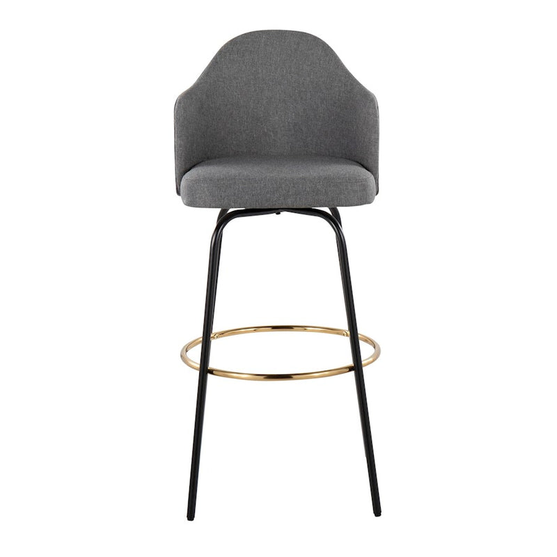 LumiSource Ahoy Bar Stool, Set of 2, Black/Gold/Grey