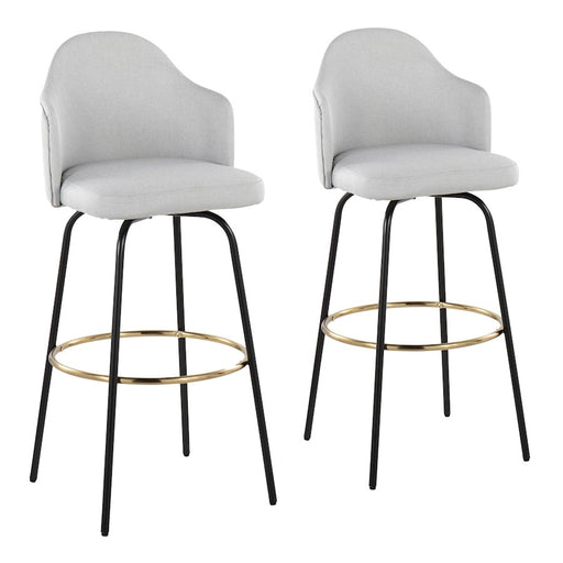 LumiSource Ahoy Bar Stool, Set/2, Black/Gold/Lt Grey - B30-AHOYUPCLAIREG2BKLGY2