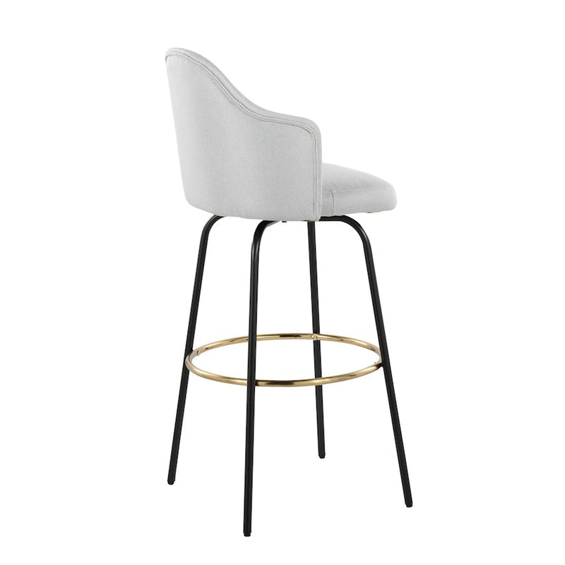 LumiSource Ahoy Bar Stool, Set of 2, Black/Gold/Lt Grey