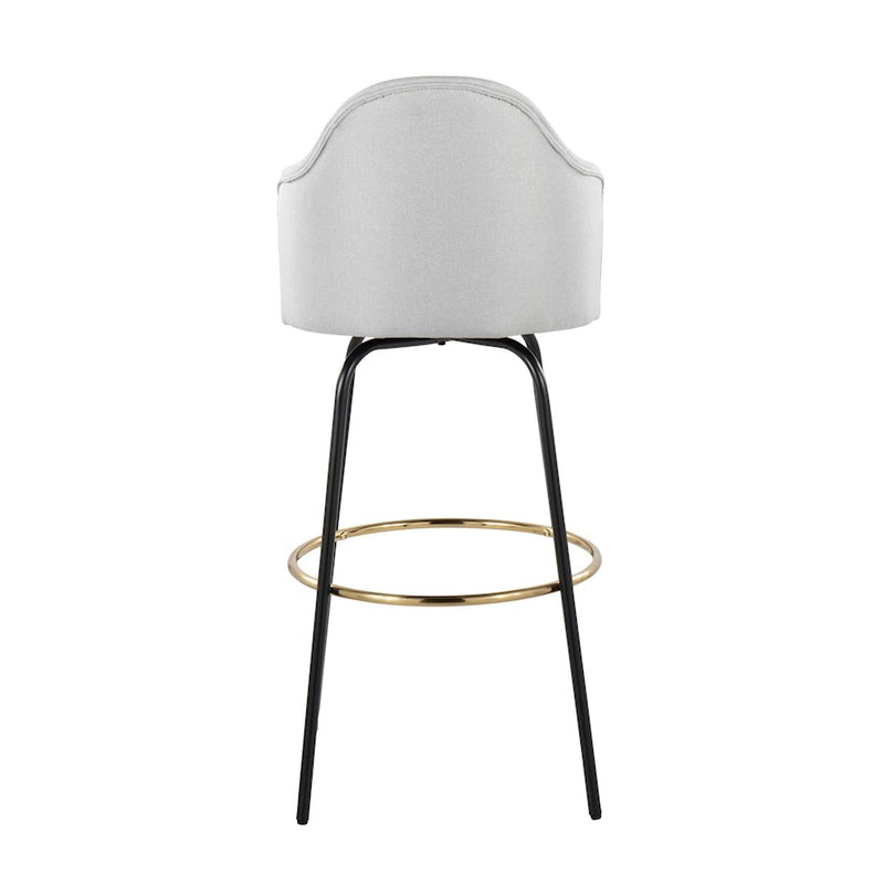 LumiSource Ahoy Bar Stool, Set of 2, Black/Gold/Lt Grey