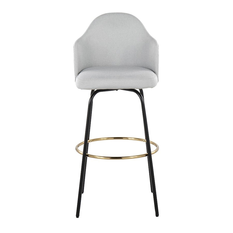 LumiSource Ahoy Bar Stool, Set of 2, Black/Gold/Lt Grey