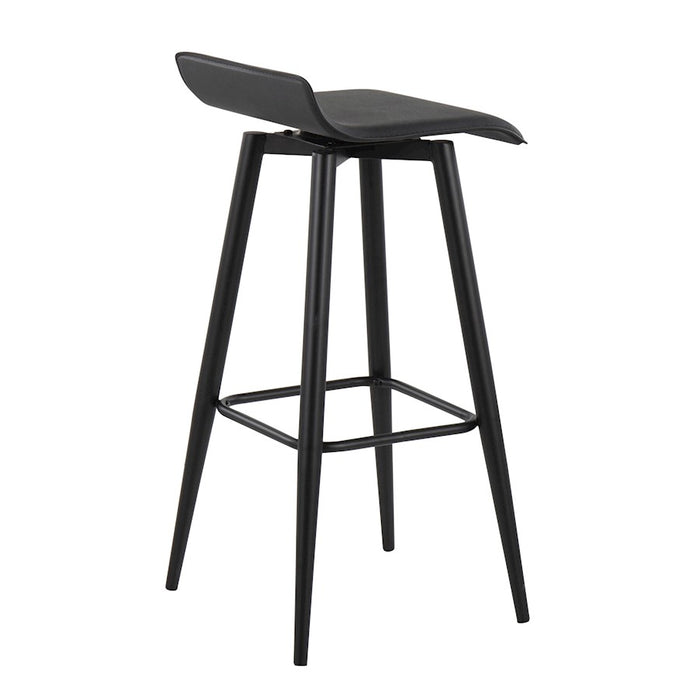LumiSource Ale Bar Stool, Set of 2, Black Steel/Black PVC