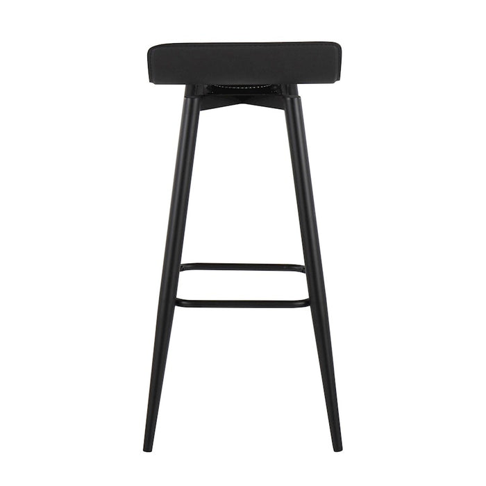 LumiSource Ale Bar Stool, Set of 2, Black Steel/Black PVC