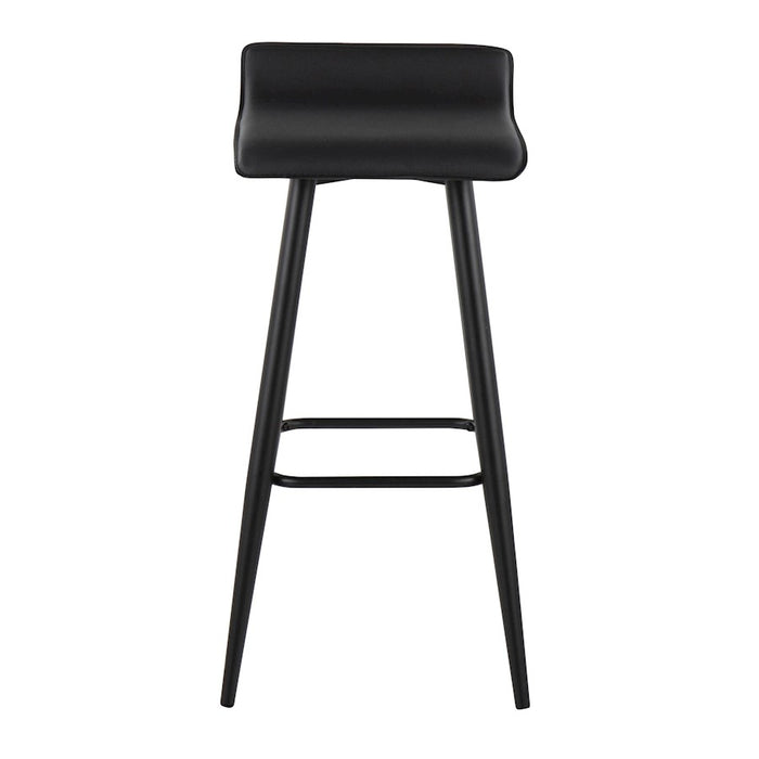LumiSource Ale Bar Stool, Set of 2, Black Steel/Black PVC