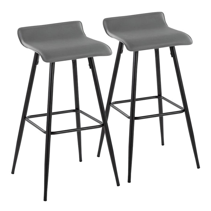 LumiSource Ale Bar Stool, Set of 2, Black Steel/Grey - B30-ALEBKDGY2