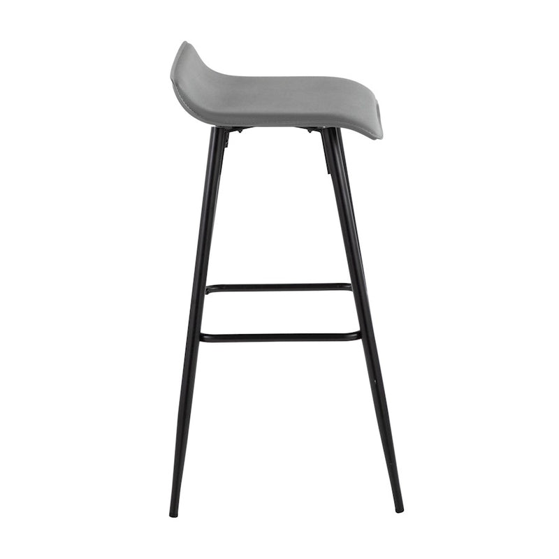 LumiSource Ale Bar Stool, Set of 2, Black Steel/Grey