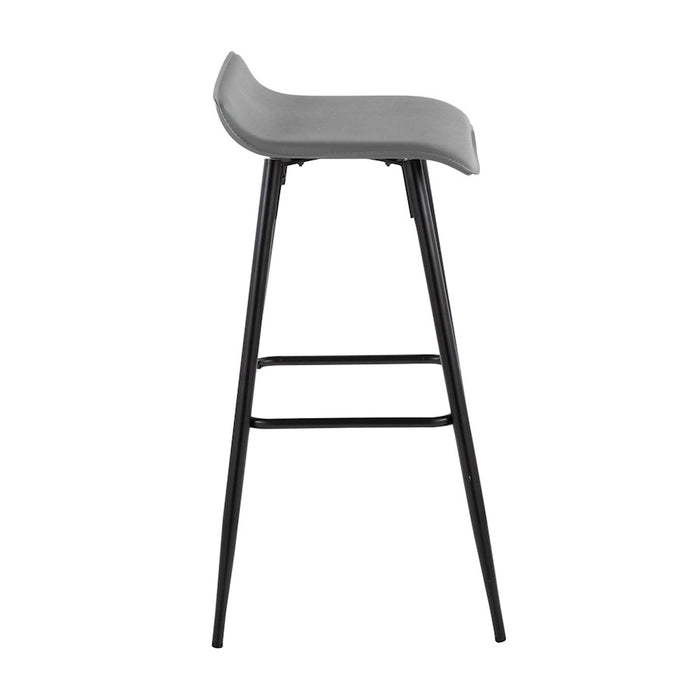 LumiSource Ale Bar Stool, Set of 2, Black Steel/Grey