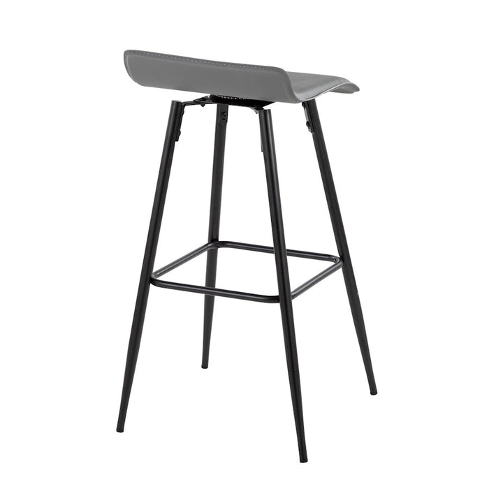 LumiSource Ale Bar Stool, Set of 2, Black Steel/Grey