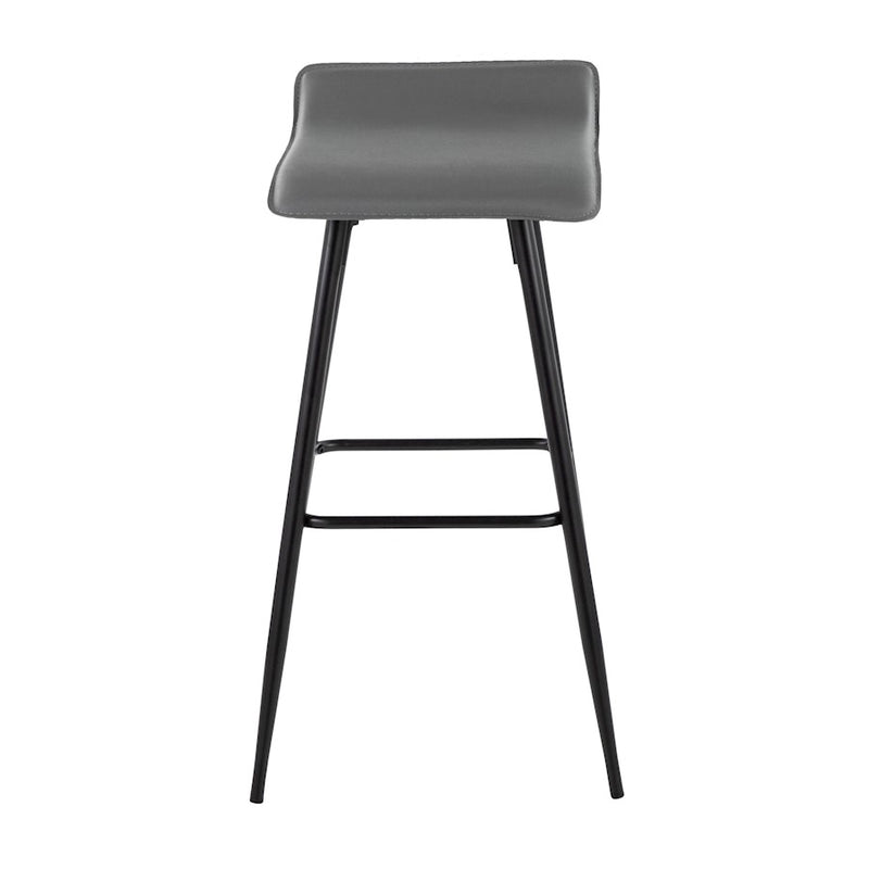 LumiSource Ale Bar Stool (Set of 2) | Contemporary Black Steel & Grey PU | Kitchen Bar & Dining Counter Seating | 29.5in Seat | Model B30-ALEBKDGY2