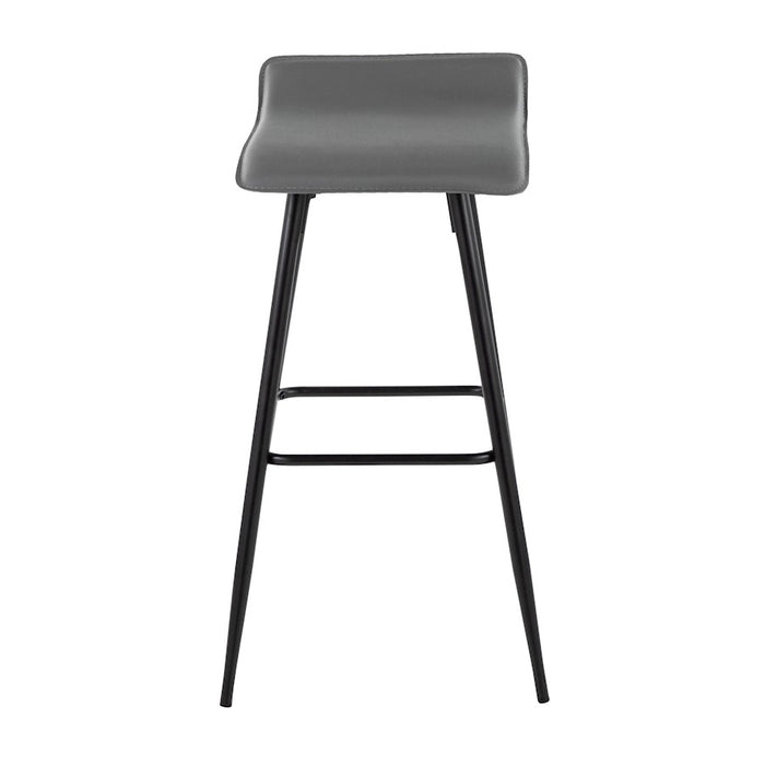 LumiSource Ale Bar Stool, Set of 2, Black Steel/Grey