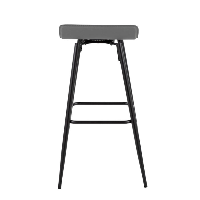 LumiSource Ale Bar Stool, Set of 2, Black Steel/Grey
